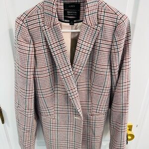 J. Crew Women's Checkered Blazer - Black, White, Red